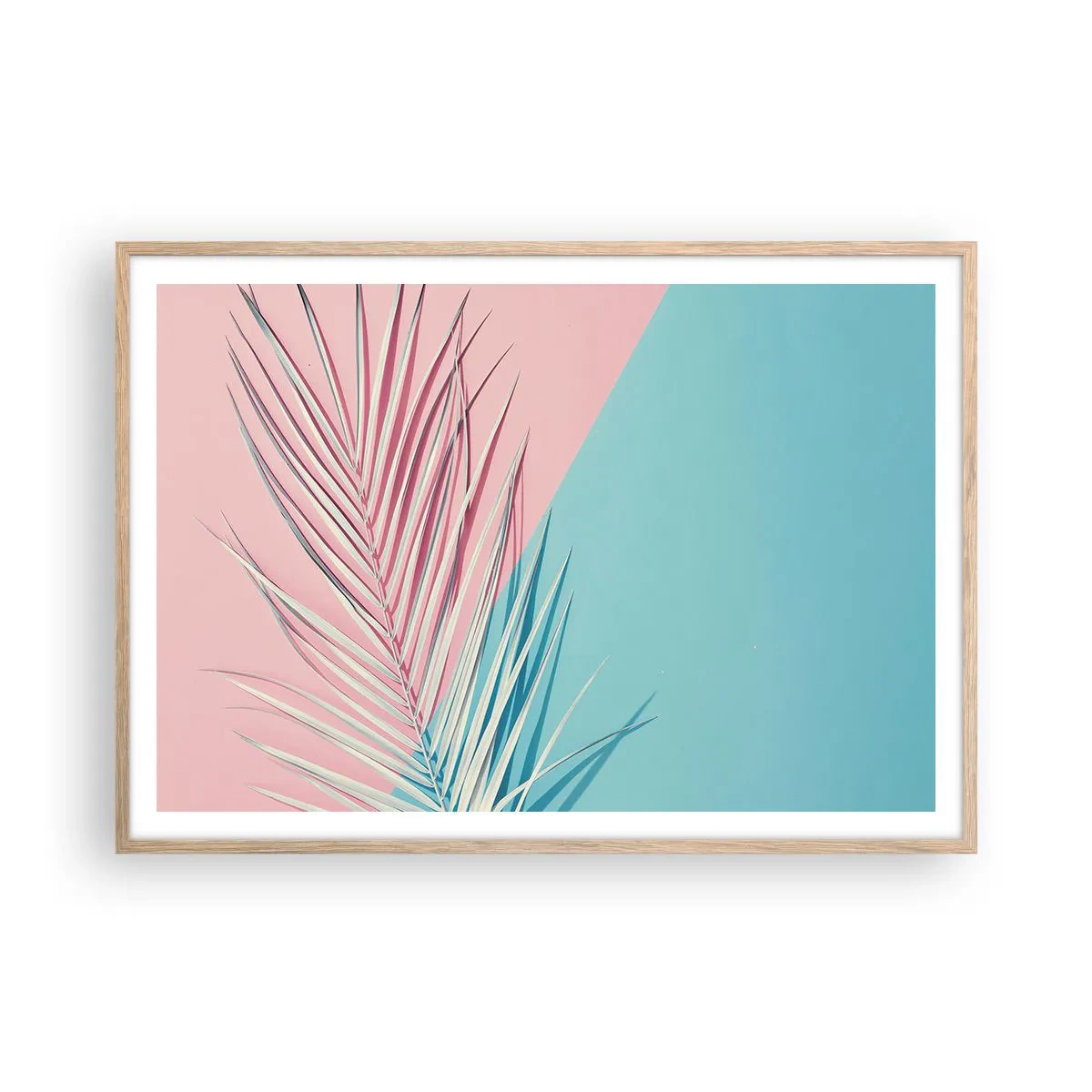 Plakat i ramme af lyst egetræ - Tropisk indtryk - 100x70 cm
