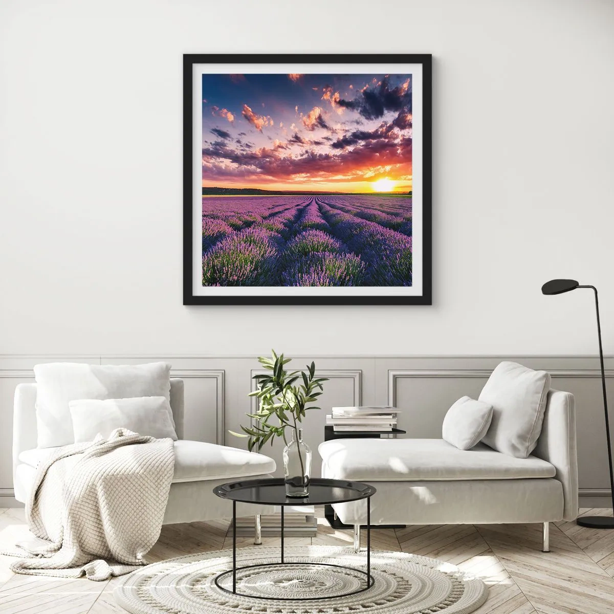 Plakat i sort ramme - Lavendelverden - 30x30 cm