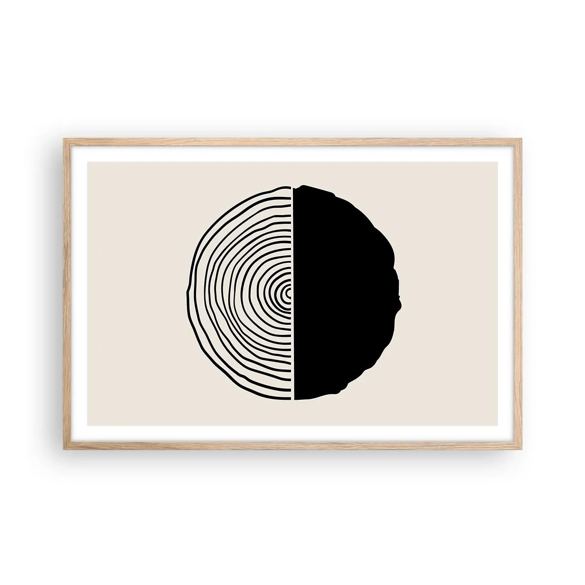 Plakat i ramme af lyst egetræ - Halvt og halvt - 91x61 cm