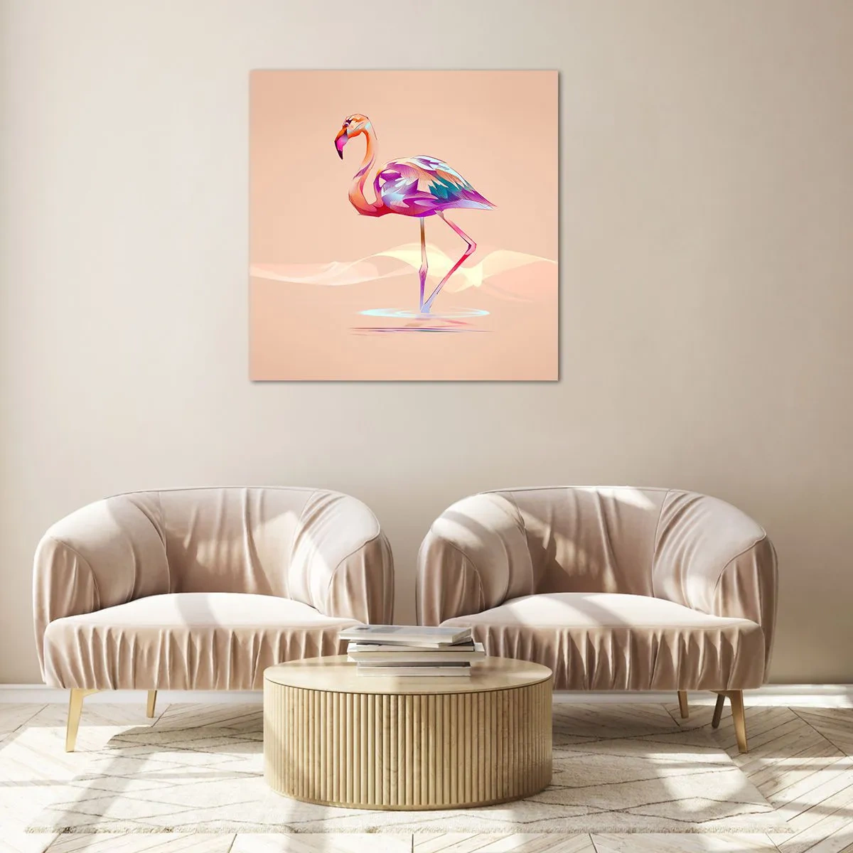 Billede på glas - Fugl af god stemning - 70x70 cm