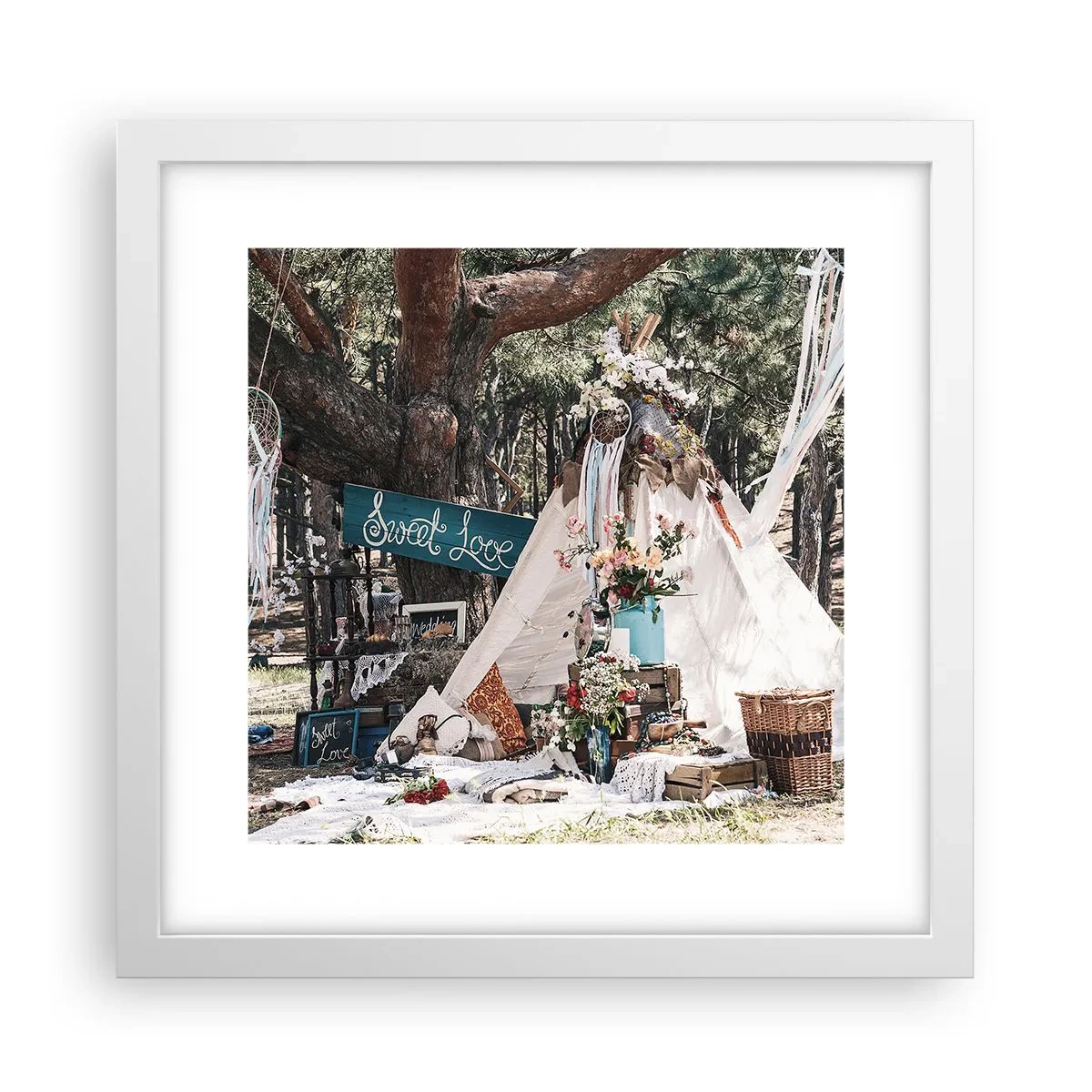 Plakat i hvid ramme - Make love… - 30x30 cm