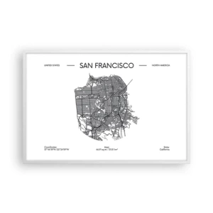 Plakat i hvid ramme - San Franciscos anatomi - 91x61 cm