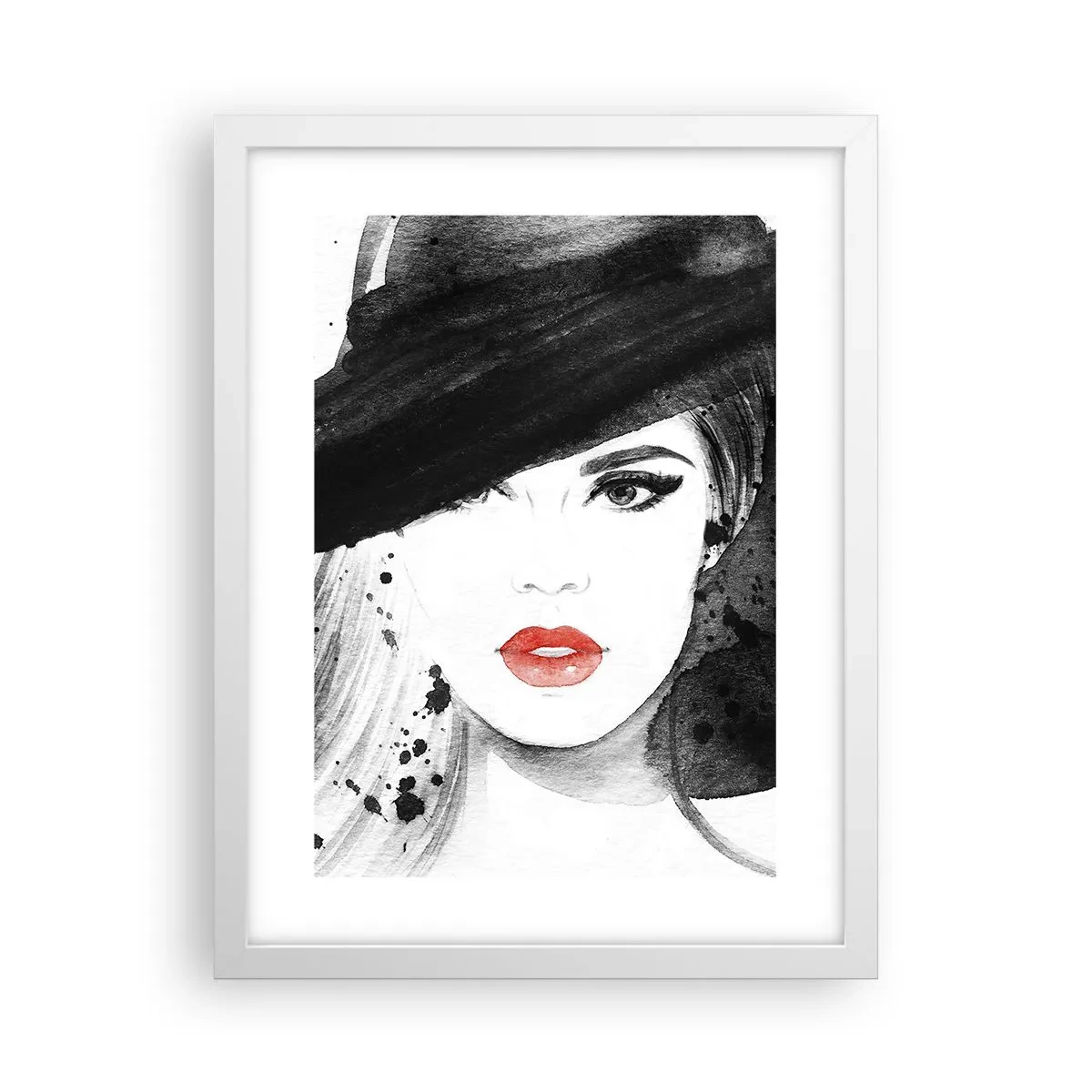 Plakat i hvid ramme - Dame i sort - 30x40 cm