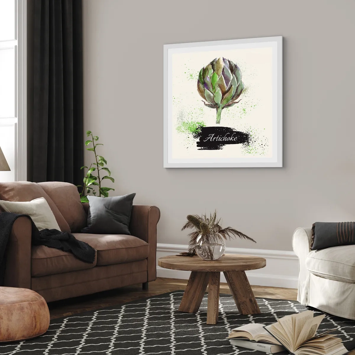 Plakat i hvid ramme - Eviva grøntsager! - 30x30 cm