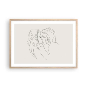 Plakat i ramme af lyst egetræ - Forviklet i følelser - 70x50 cm