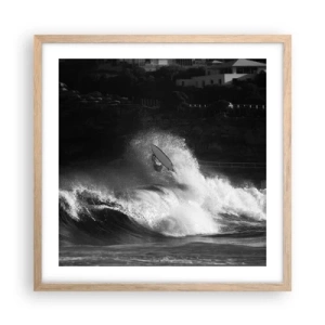 Plakat i ramme af lyst egetræ - Udfordring accepteret! - 50x50 cm