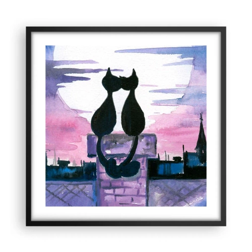 Plakat i sort ramme - Rendez-vous under månen - 50x50 cm