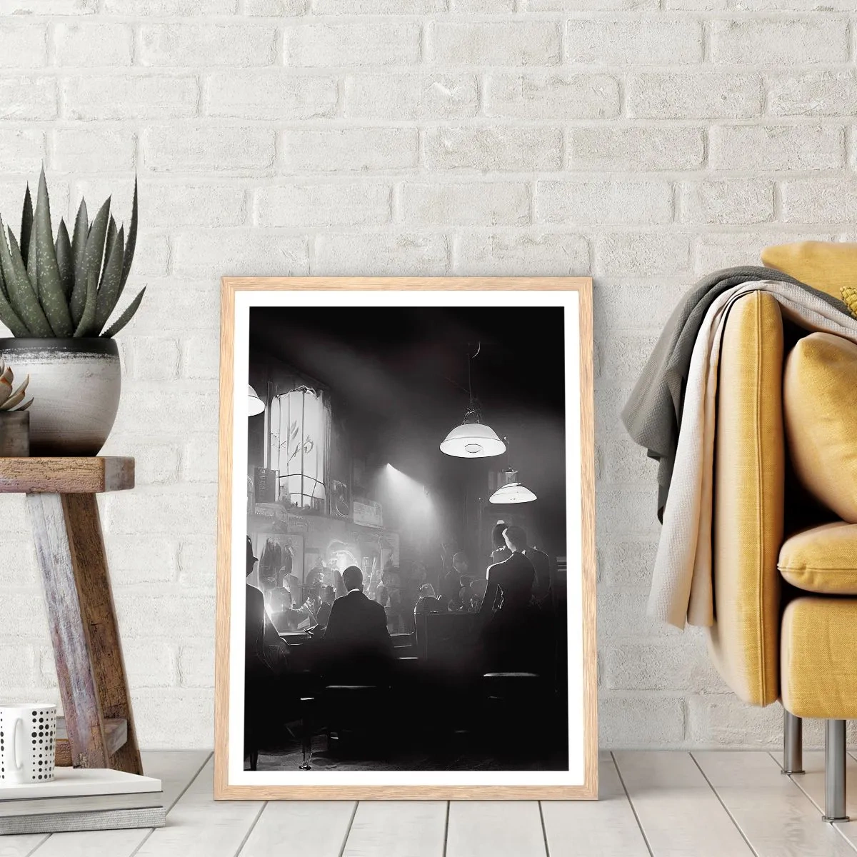 Plakat i ramme af lyst egetræ - I en jazzet stemning - 40x50 cm