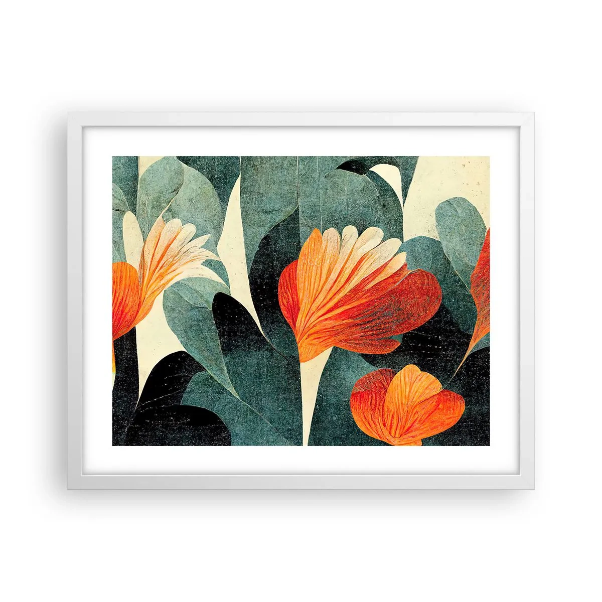 Plakat i hvid ramme - Varmen fra troperne og køligheden fra det grønne - 50x40 cm