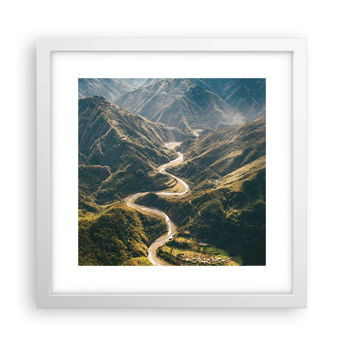 Plakat i hvid ramme - Direkte fra hjertet af bjergene - 30x30 cm