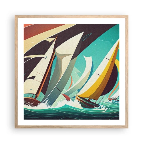 Plakat i ramme af lyst egetræ - Tæt på og personligt med elementerne - 60x60 cm