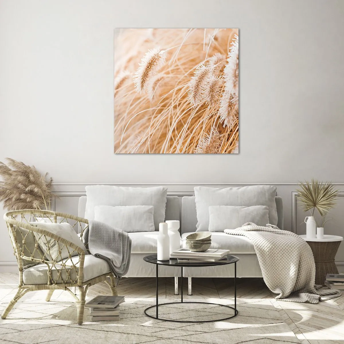 Billede på glas - Gyldent susen af græsser - 50x50 cm