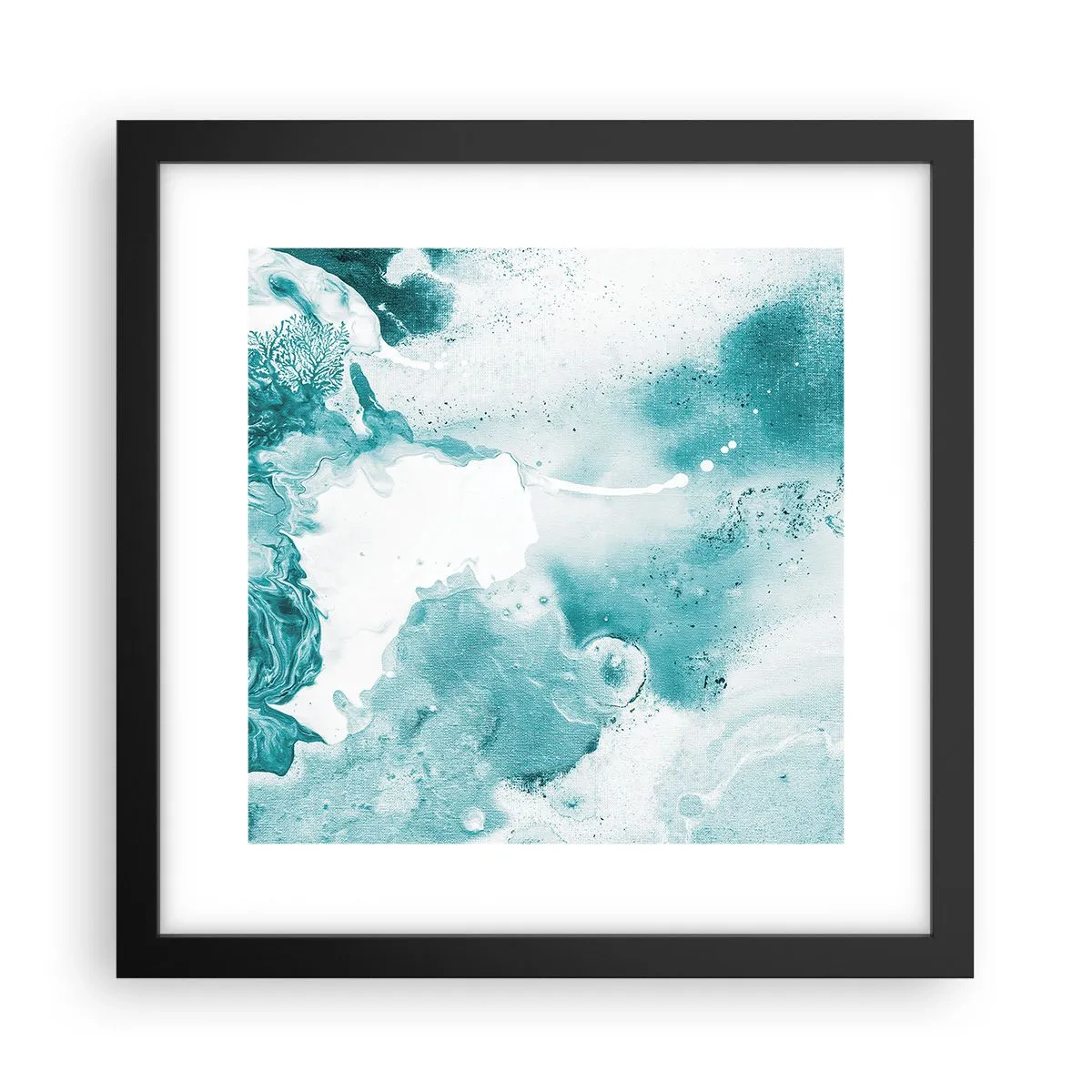 Plakat i sort ramme - Blå oversvømmelsesflader - 30x30 cm