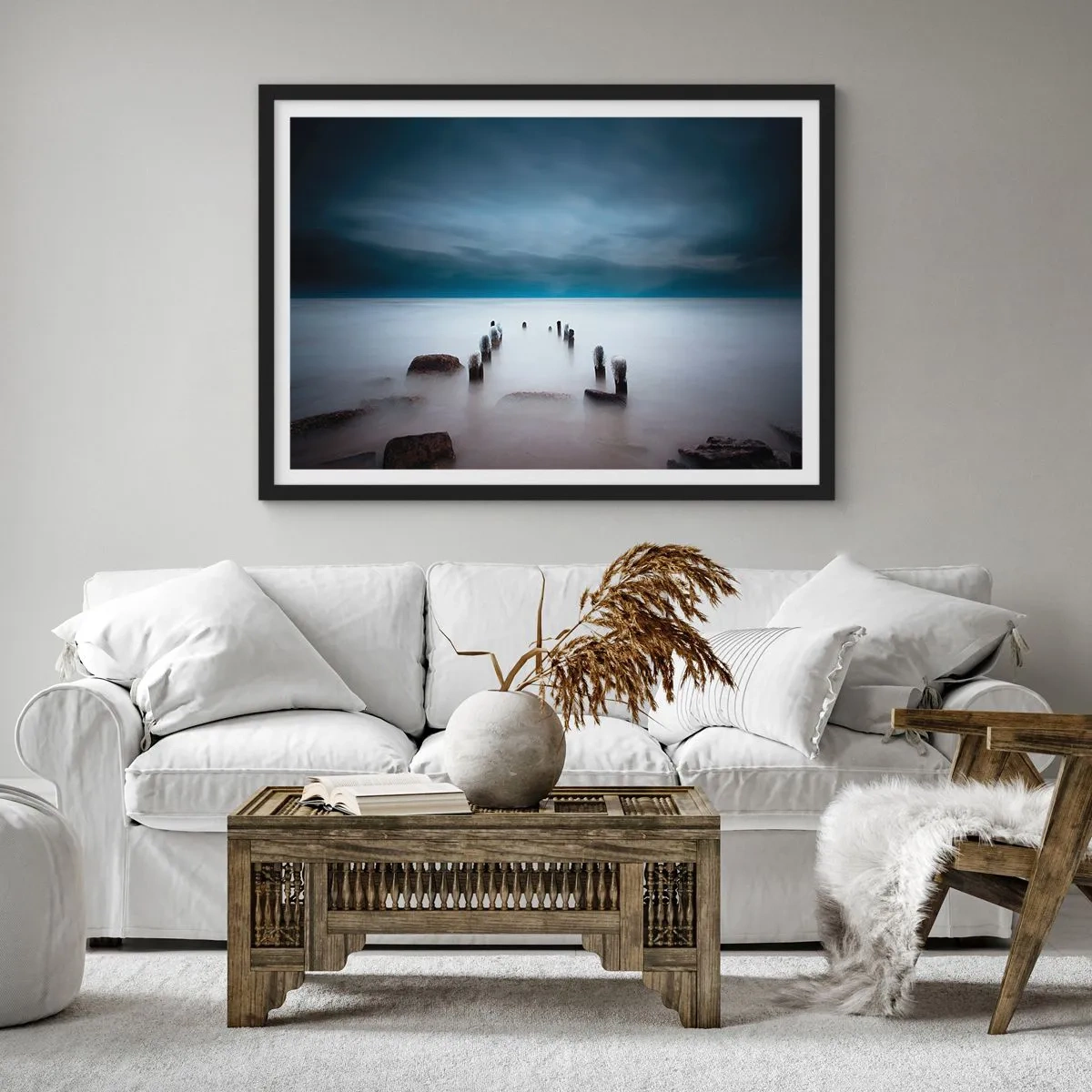 Plakat i sort ramme - En betænksom sø - 50x40 cm