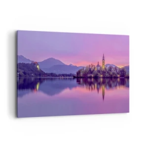 Lærredstryk - Billede på lærred - Eventyrlig ø i skumringen  - 100x70 cm