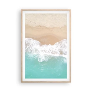 Plakat i ramme af lyst egetræ - Kærlig berøring - 61x91 cm