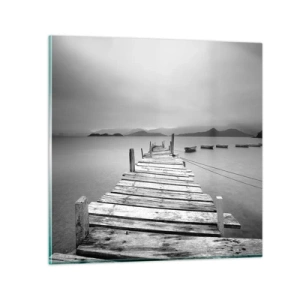 Billede på glas - Ud over bjergene, hinsides havene - 50x50 cm