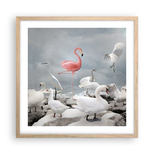 Plakat i ramme af lyst egetræ - Hvor kommer jeg fra? - 50x50 cm