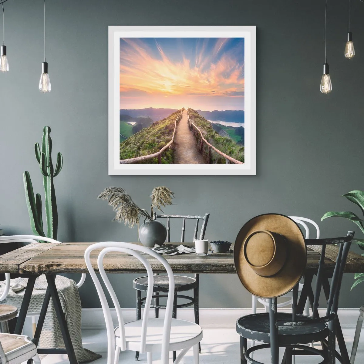 Plakat i hvid ramme - Tæt på himlen - 40x40 cm