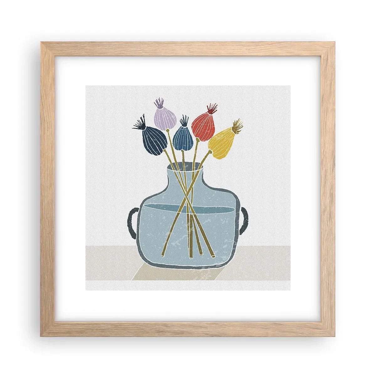 Plakat i ramme af lyst egetræ - Som et valmuefrø - 30x30 cm