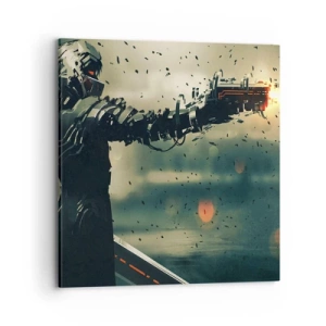 Lærredstryk - Billede på lærred - Dødeligt våben - din helt egen Terminator - 70x70 cm