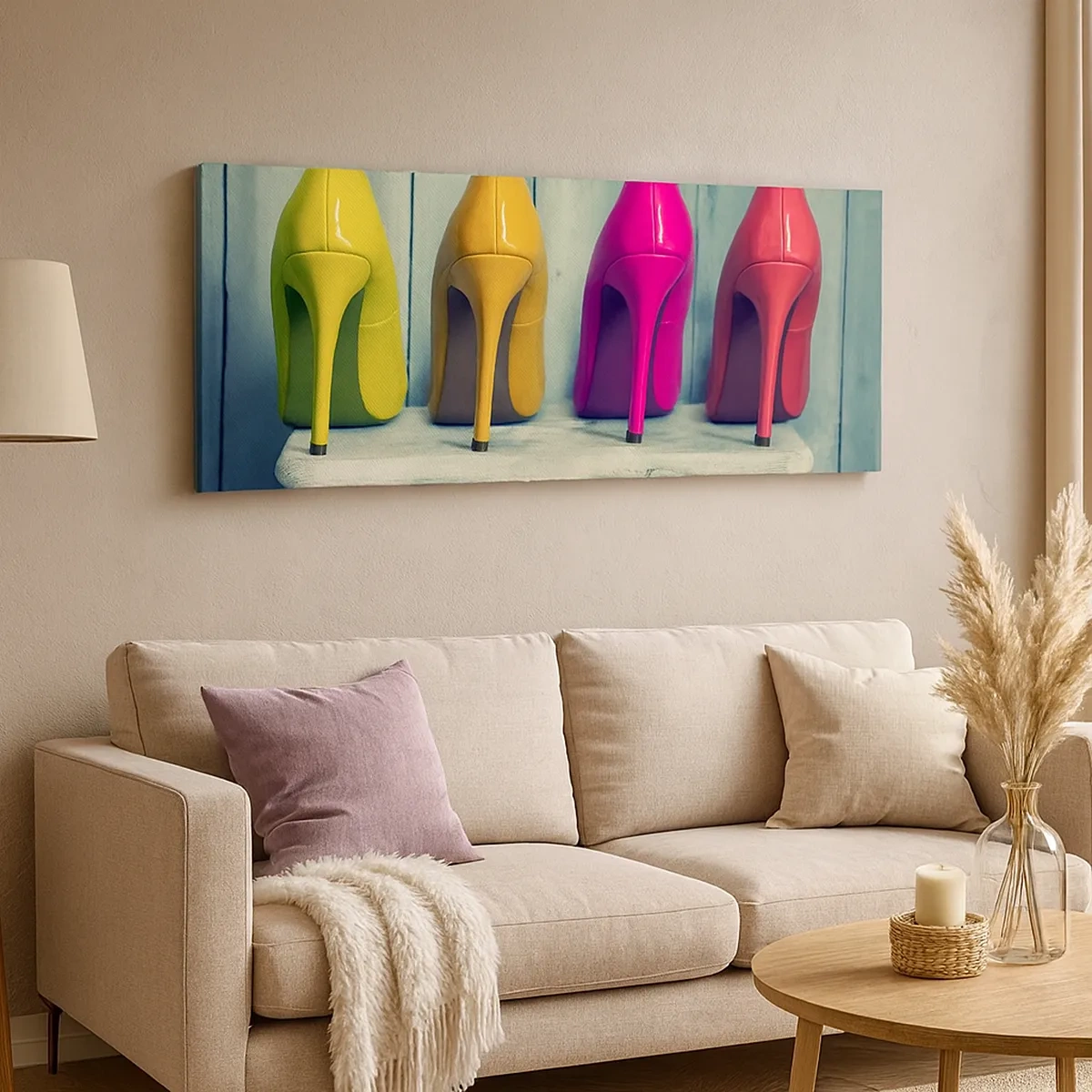 Lærredstryk - Billede på lærred - Gå på en regnbue - 30x30 cm