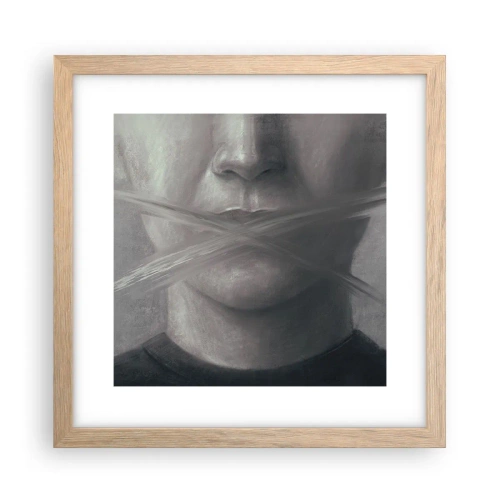 Plakat i ramme af lyst egetræ - Ikke et ord - 30x30 cm