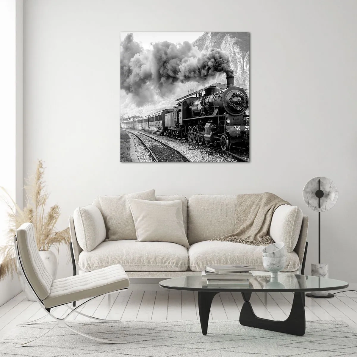 Billede på glas - Står på stationen... - 40x40 cm