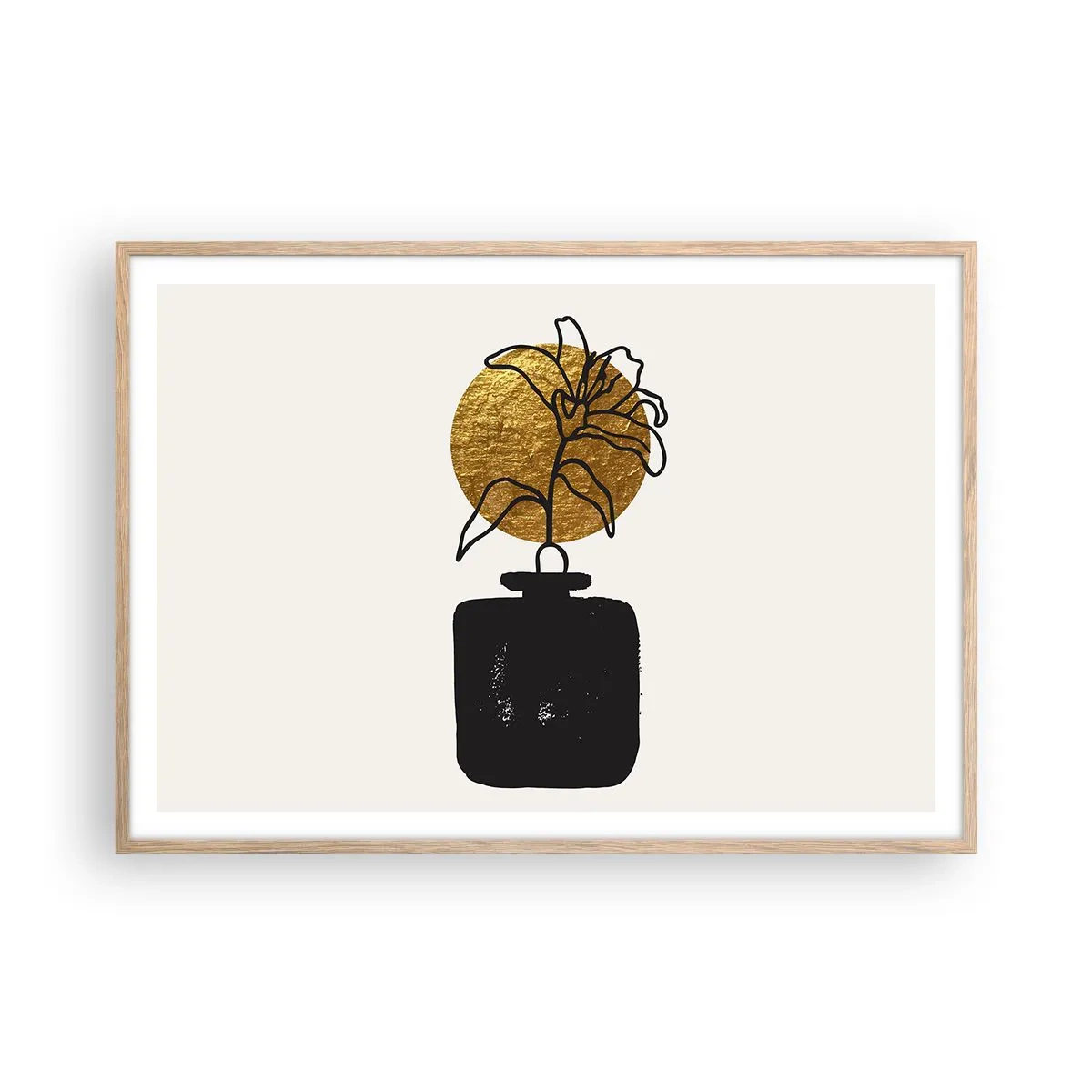 Plakat i ramme af lyst egetræ - Skønhed i balance - 100x70 cm