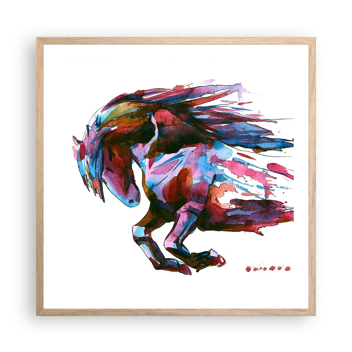 Plakat i ramme af lyst egetræ - I henrykkelse - 60x60 cm