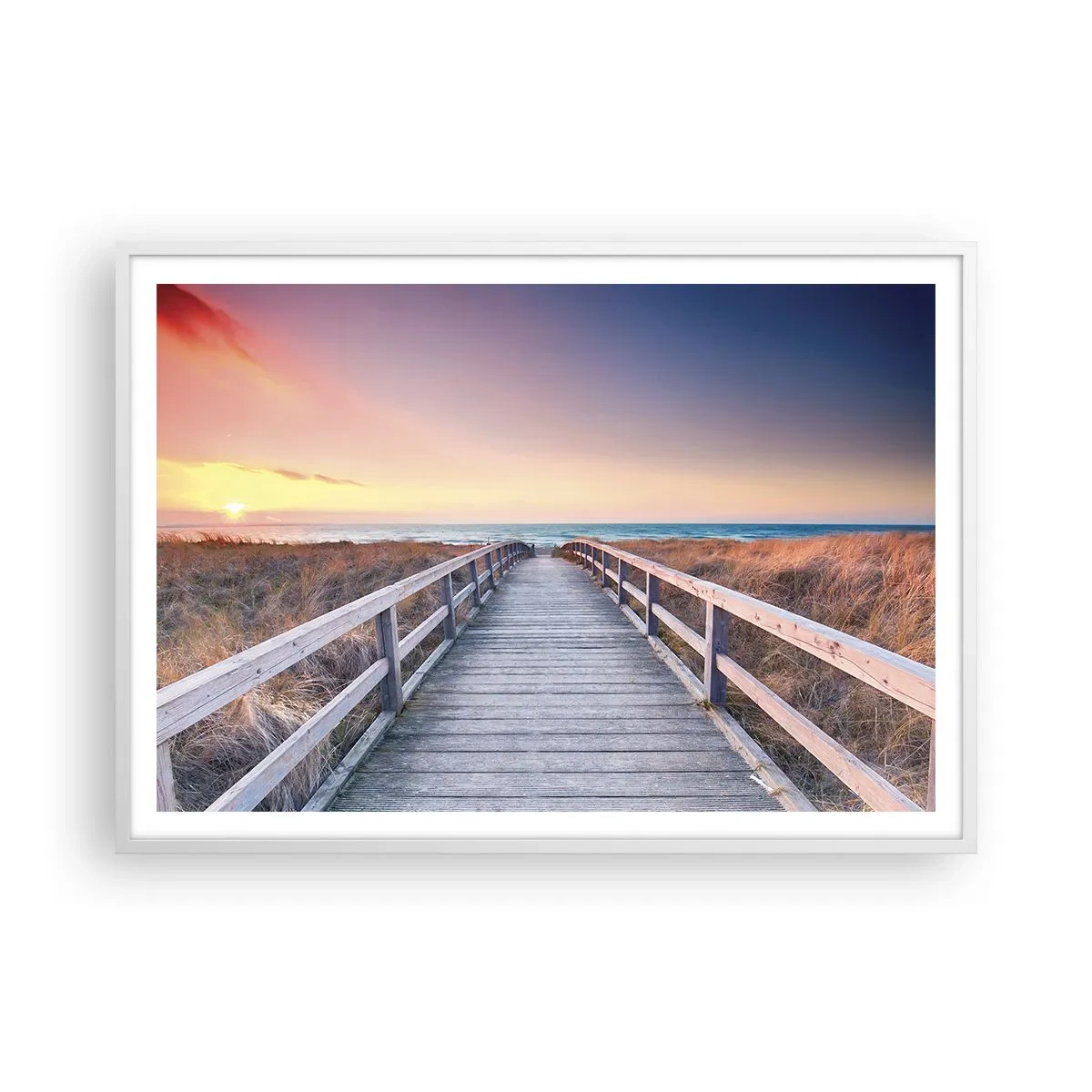 Plakat i hvid ramme - Baltisk aften aura - 100x70 cm