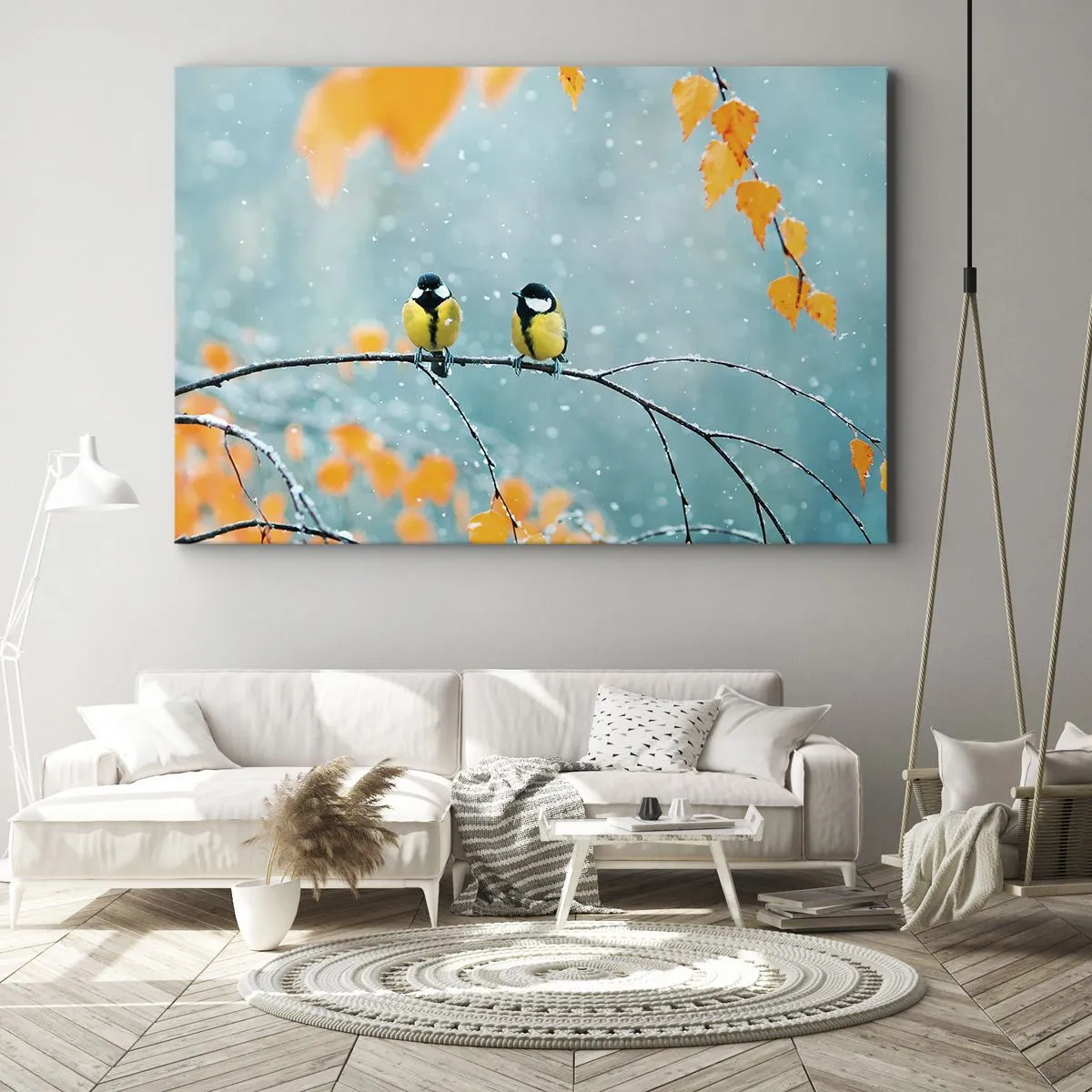 Lærredstryk - Billede på lærred - Sladder om fugle - 100x70 cm