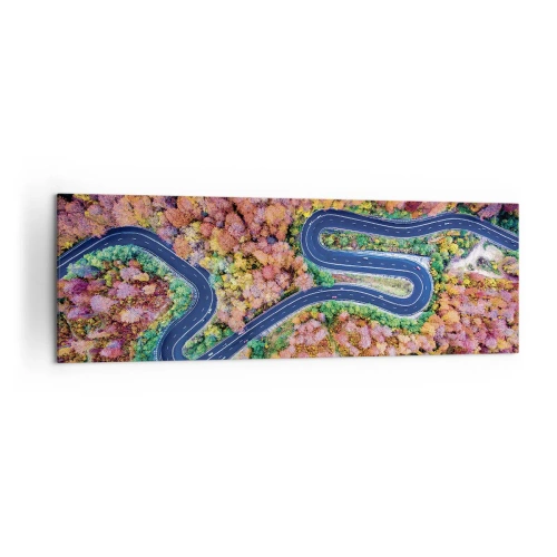 Lærredstryk - Billede på lærred - En snoet vej gennem skoven - 160x50 cm