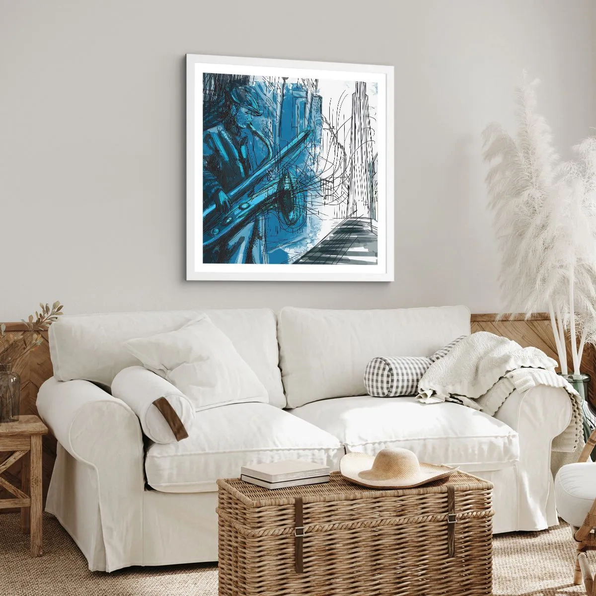Plakat i hvid ramme - Byens rapsodi - 40x40 cm