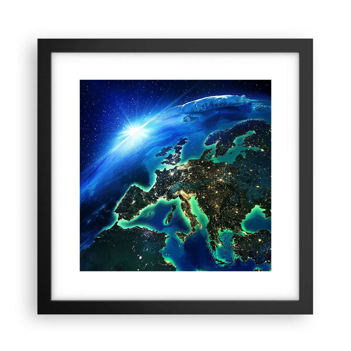 Plakat i sort ramme - Et funklende Europa - 30x30 cm