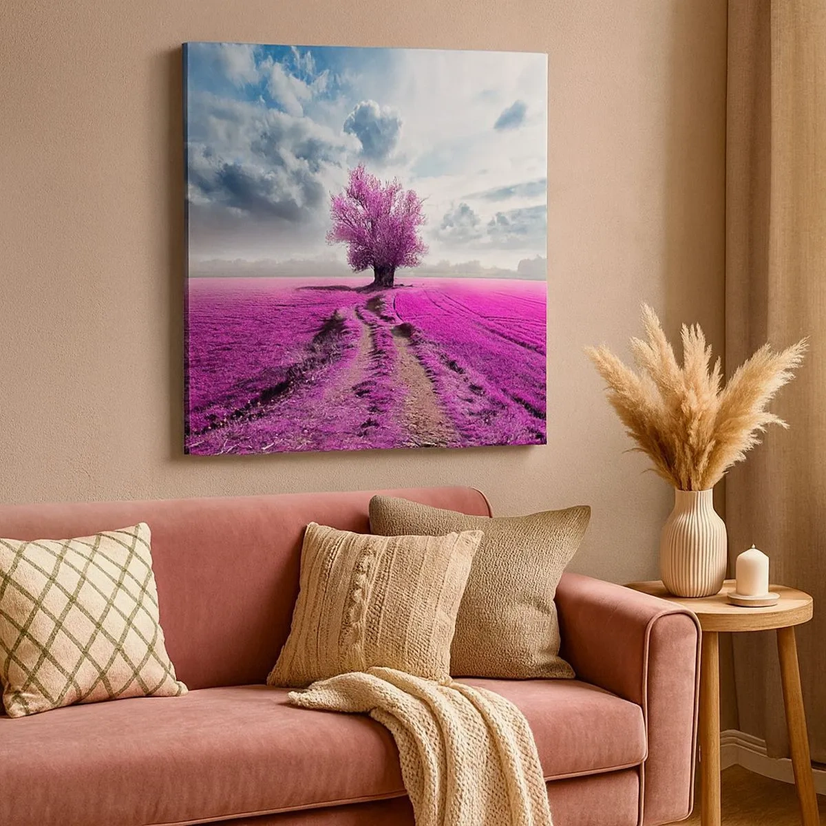 Lærredstryk - Billede på lærred - Hedeslette - charmerende - 30x30 cm