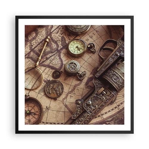 Plakat i sort ramme - Opkald til eventyr - 60x60 cm