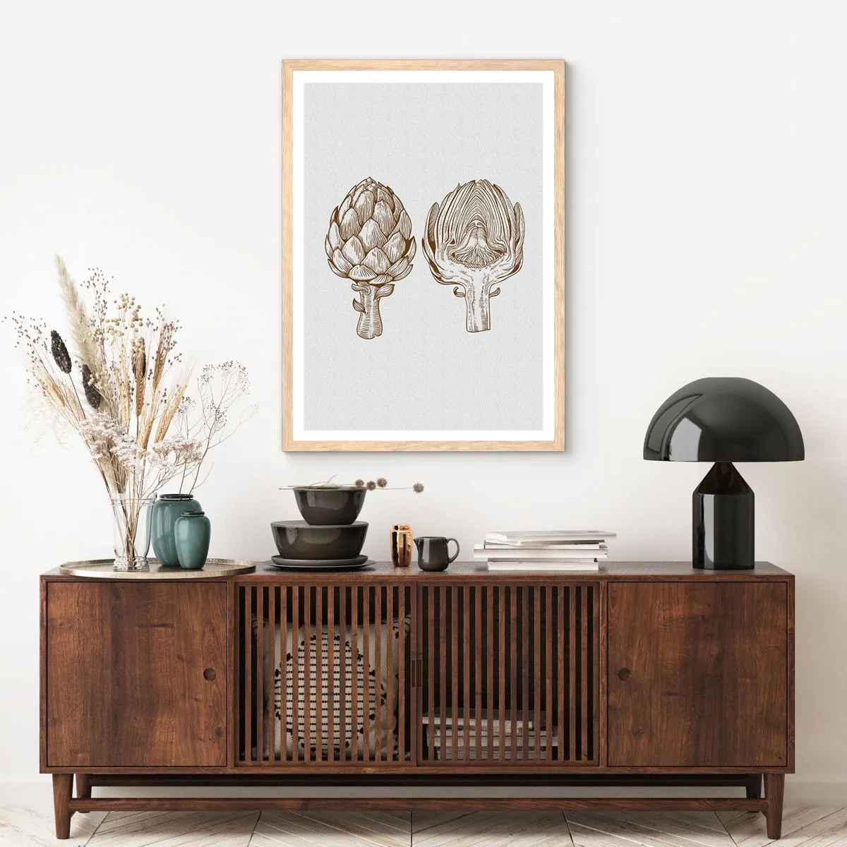 Plakat i ramme af lyst egetræ - Lektion i anatomi - 50x70 cm