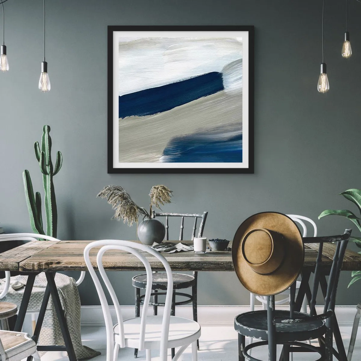 Plakat i sort ramme - Møde med det hvide - 60x60 cm