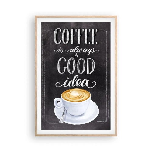 Plakat i ramme af lyst egetræ - Ja, selvfølgelig! - 61x91 cm