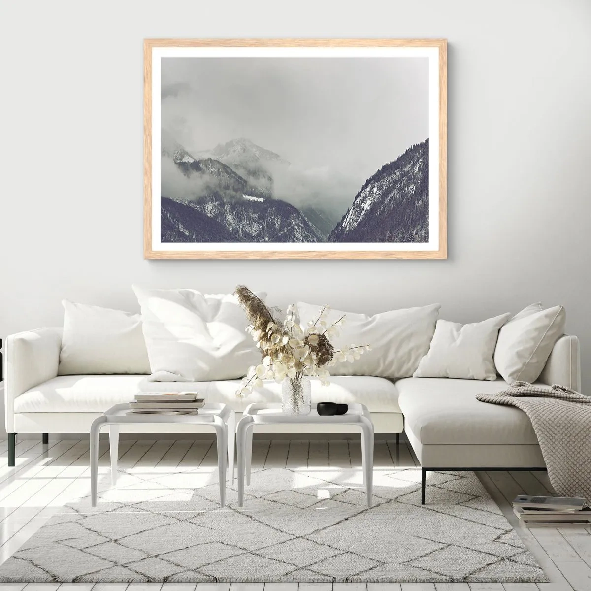 Plakat i ramme af lyst egetræ - Tåget dal - 91x61 cm