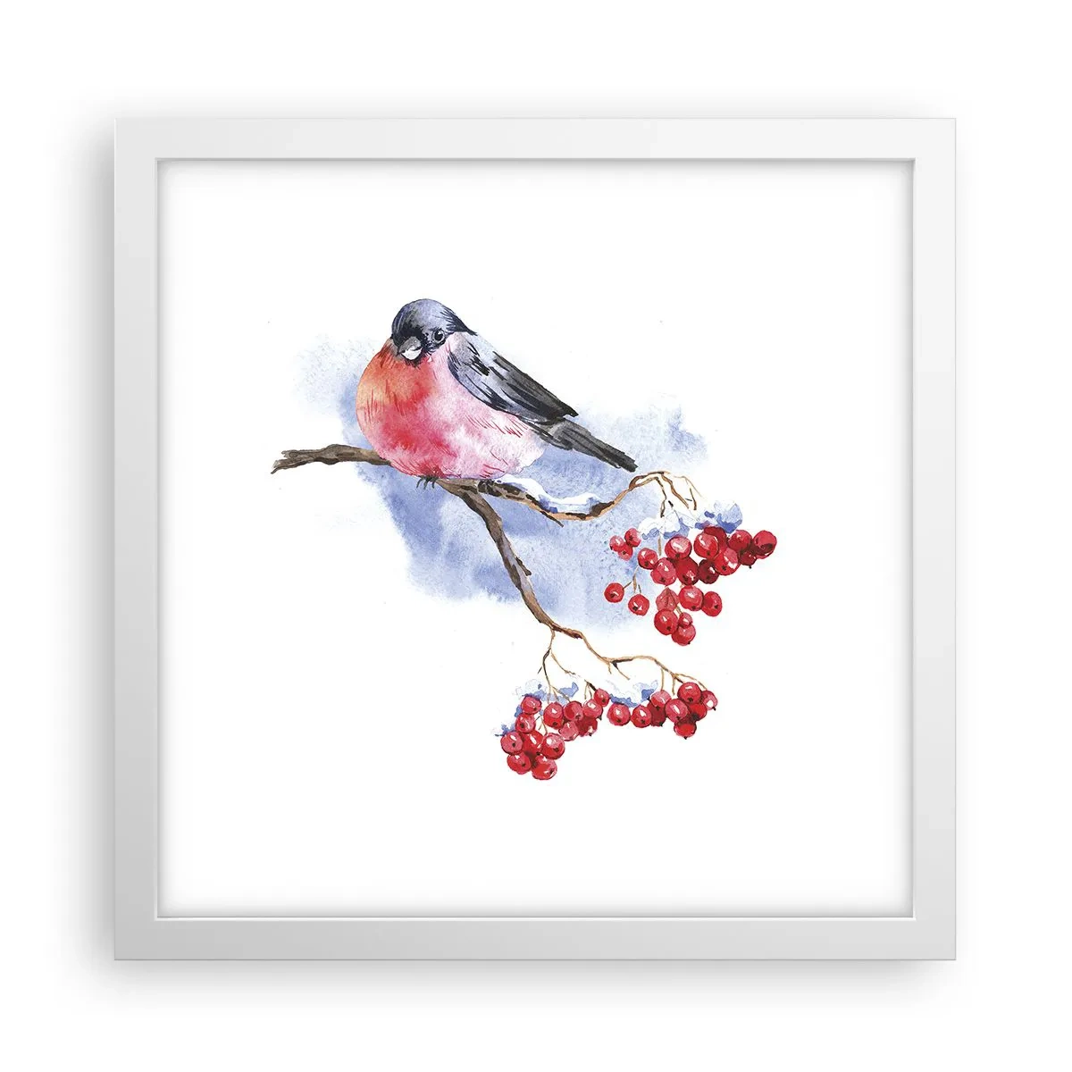 Plakat i hvid ramme - Vinter i farver - 30x30 cm