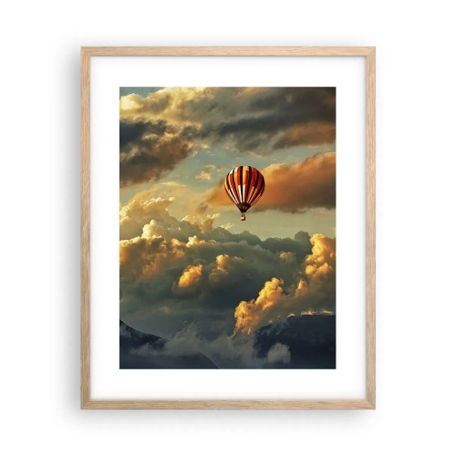 Plakat i ramme af lyst egetræ - Jeg går, fordi jeg vil - 40x50 cm