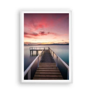 Plakat i hvid ramme - Aftenens blide flamme - 70x100 cm