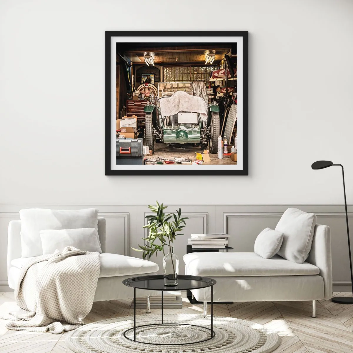 Plakat i sort ramme - Tilbage til fortiden - 40x40 cm