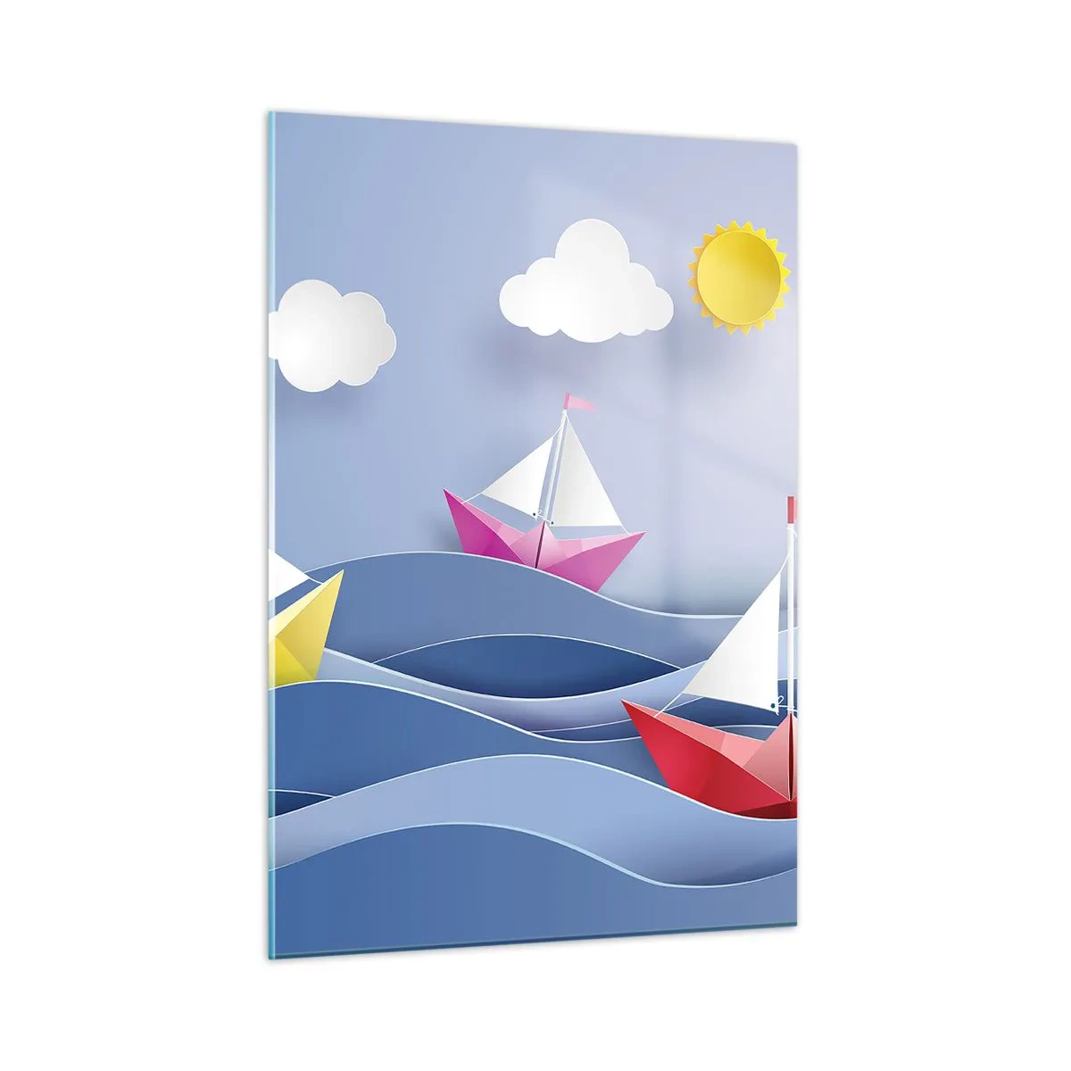 Billede på glas - Ah, hvor dejligt at svinge sig mellem bølgerne - 50x70 cm