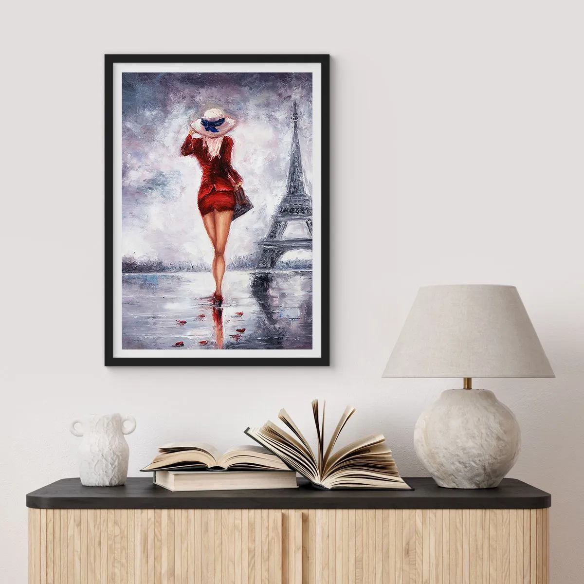 Plakat i sort ramme - Parisiske symboler - 61x91 cm