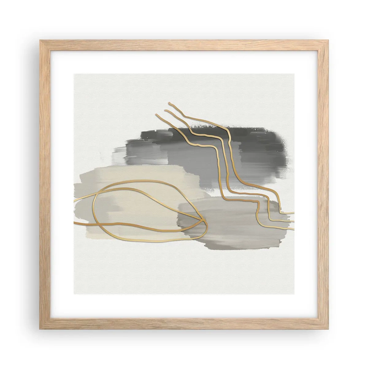 Plakat i ramme af lyst egetræ - Vedholdenhed og bevægelse - 40x40 cm