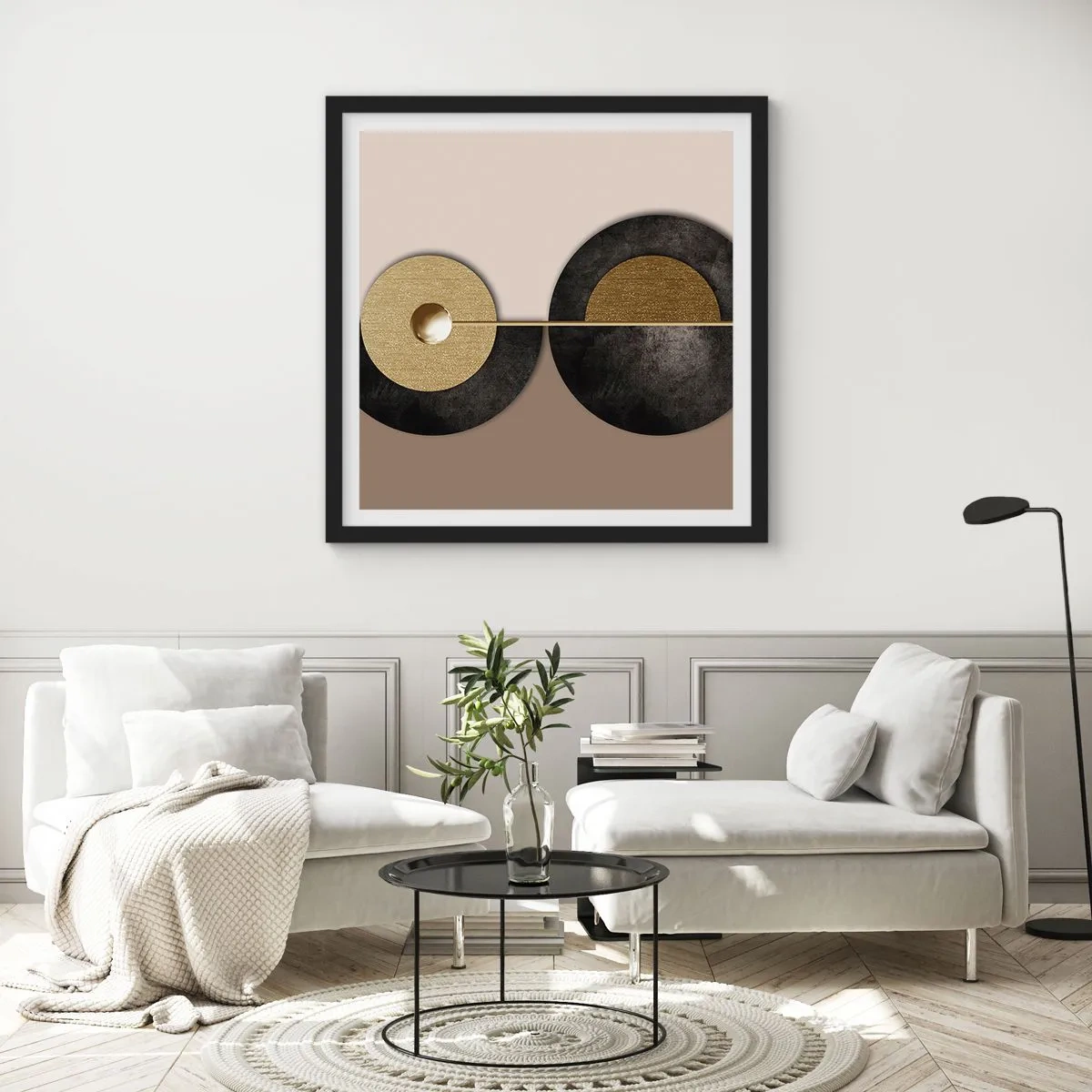 Plakat i sort ramme - Variationer omkring en cirkel - 50x50 cm