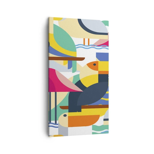 Lærredstryk - Billede på lærred - Fuglefest - 45x80 cm